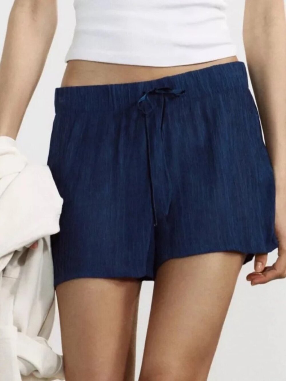 New Zara Flowy High Waist Lightweight Textured Fabric Drawsting Waist Shorts NWT